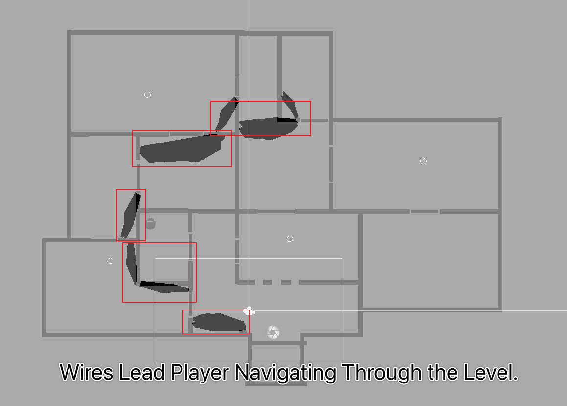 Wires routed through the level as guides