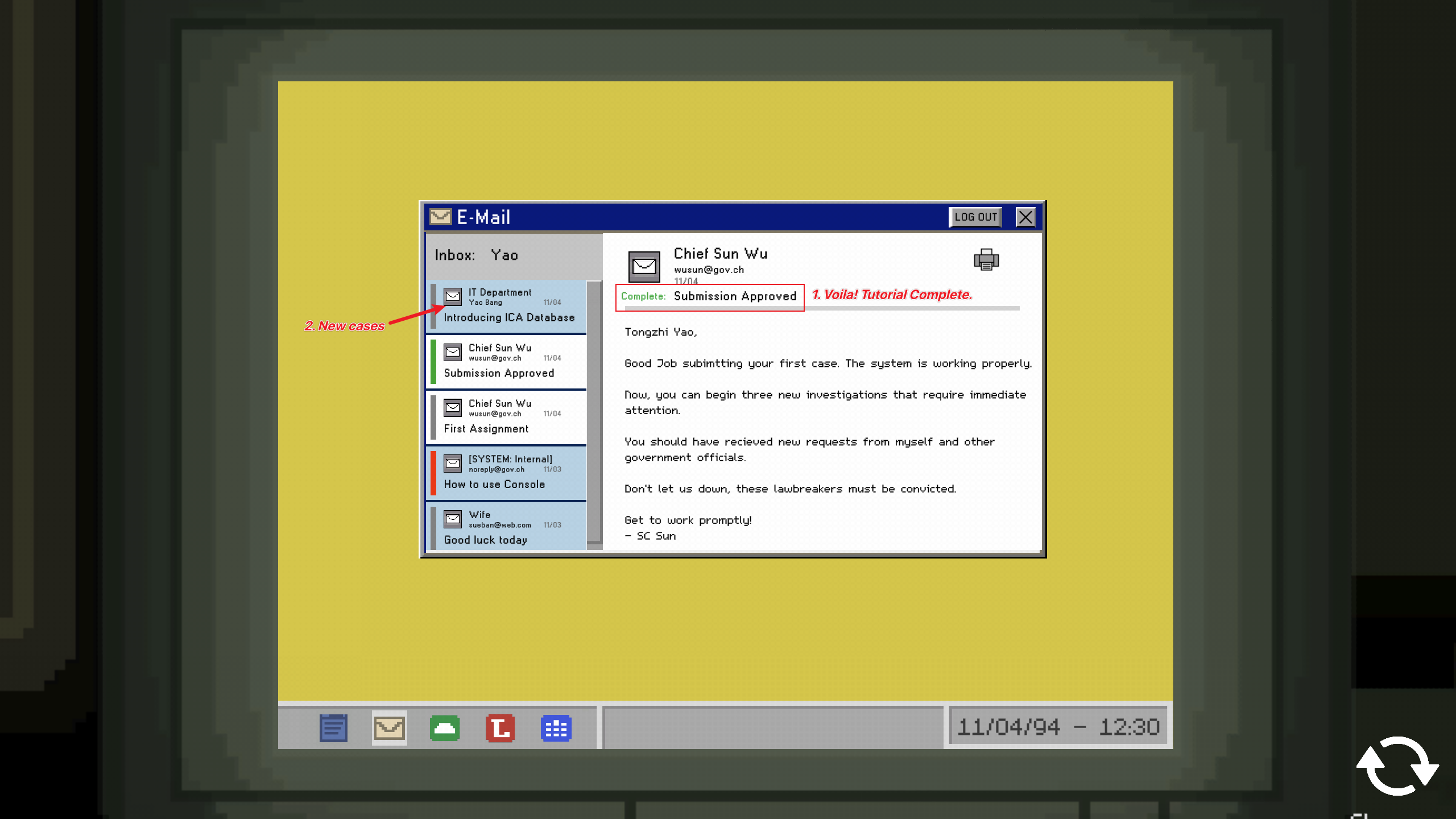 Tutorial progression